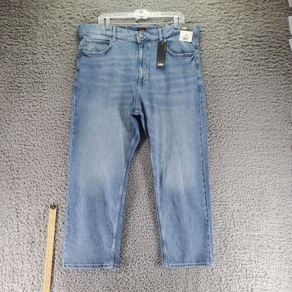 Lee Jeans Womens 18 Blue Heritage Classic Straight Cropped Stretch Denim *NWT*